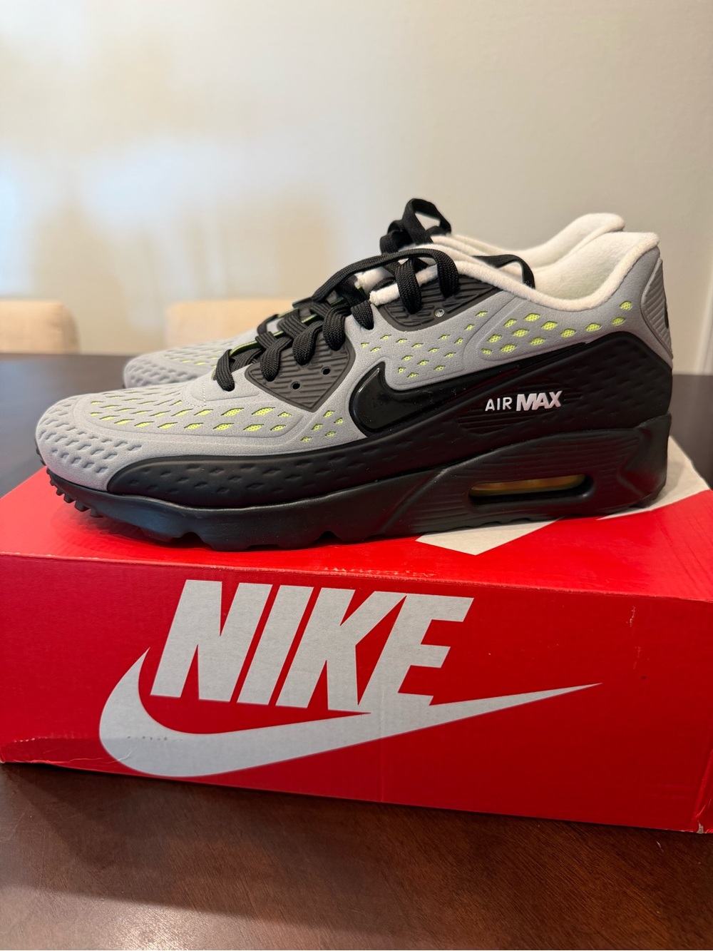 Nike Air Max Men’s Grey, Black and Neon Yellow Sneakers